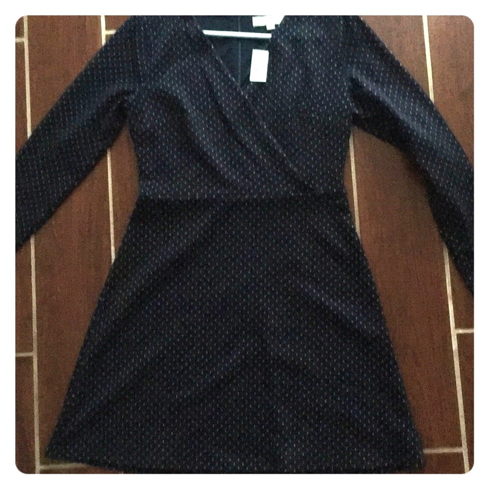 Navy polka dot dress from LOFT